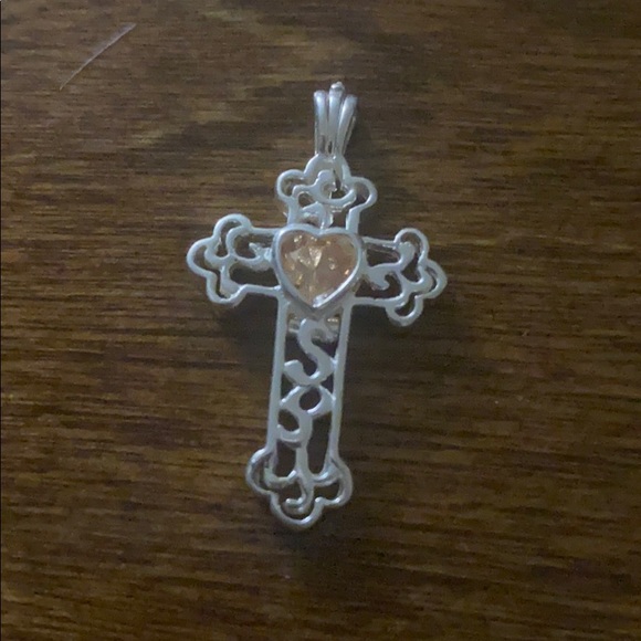 Sterling Silver citrine stone cross - Picture 2 of 4